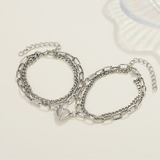 Conjunto de pulseira magnética de coração para casais – corrente de prata ajustável combinando joias comprar usado  Enviando para Brazil