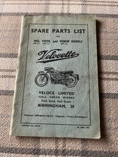 Velocette parts list for sale  WESTCLIFF-ON-SEA