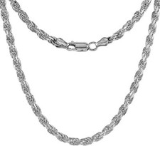 Colares de corrente de prata esterlina 4 mm D/C pulseiras feitas à mão Itália 7 a 30 pol comprar usado  Enviando para Brazil