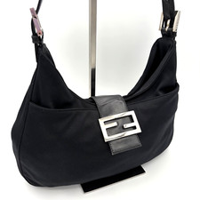 Bolsa de ombro Fendi FF logotipo Mamma baguette náilon preta autêntica 0030 comprar usado  Enviando para Brazil
