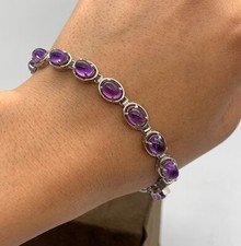 Usado, Pulseira de prata esterlina 925 com ametista roxa natural 5 X 7 mm comprar usado  Enviando para Brazil