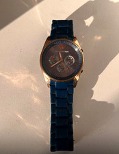 Usado, Relógio cronógrafo masculino Emporio Armani com pulseira de silicone azul e estojo dourado comprar usado  Enviando para Brazil