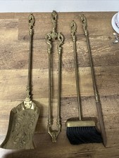 Juego de herramientas para chimenea de latón ornamentado vintage (LEER) segunda mano  Embacar hacia Mexico