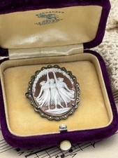 Pingente broche camafeu esculpido vintage 3 graças 800 prata marcasita  comprar usado  Enviando para Brazil