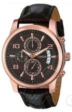 Cronógrafo Guess U0076G4 pulseira de couro marrom RRP $490 comprar usado  Enviando para Brazil