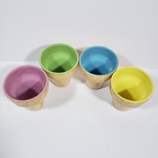 Conjunto de 4 peças bolo e sorvete cerâmica festa em forma de cone tigela xícara prato vaso para plantas comprar usado  Enviando para Brazil