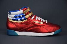 RARO Tênis Reebok Freestyle Mulher Maravilha Couro Vermelho EUA 7.5 Reino Unido 5 UE 38 comprar usado  Enviando para Brazil