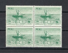 Peru 1952 Sc# 458 Barco de pesca principal bloco de peixes 4 MNH comprar usado  Enviando para Brazil