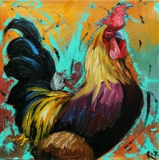 Galo #1032 - 12x12" pintura a óleo original por Roz comprar usado  Enviando para Brazil