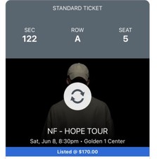 Concert ticket for sale  Sacramento