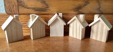 Artesanato inacabado faça você mesmo casas de madeira com chaminé de telhado 3”x2”x 0,5” conjunto de 5, usado comprar usado  Enviando para Brazil