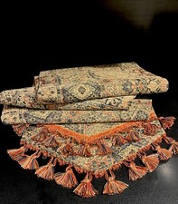 Corredor de mesa pesado vintage feito à mão com franja de borla várias cores ricas e quentes comprar usado Corredor de mesa pesado vintage feito à mão com franja de borla várias cores ricas e quentes comprar usado  Enviando para Brazil