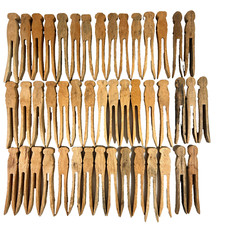 46 pinos de roupas vintage de madeira cabeça chata lados planos bonecas sortidas fazenda P comprar usado  Enviando para Brazil