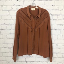 Blusa Sezane 100% Seda Celia Buttondown Tamanho 44 Marrom Caramelo comprar usado  Enviando para Brazil