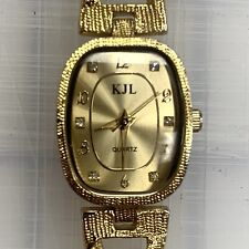 Usado, Reloj pulsera KJL Kenneth Jay Lane tono dorado cuarzo acero inoxidable joyería segunda mano  Embacar hacia Argentina