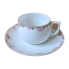 Xícara de chá e pires antigos MZ Áustria rosas rosa osso porcelana detalhes em ouro 18K  comprar usado  Enviando para Brazil