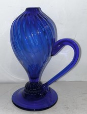 Lâmpada a óleo de vidro arte colonial Williamsburg com pescoço e corpo girados - Azul cobalto comprar usado  Enviando para Brazil