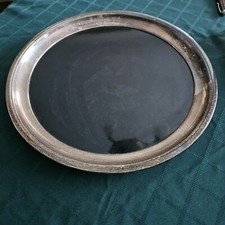 Bandeja de servir laminada fórmica redonda 1950 16,5" acabamento banhado a prata por Crescent, usado comprar usado  Enviando para Brazil