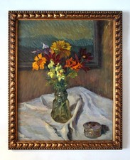 Karl Bartels (1867–1944) Kwiatowa martwa natura Bukiet kwiatów w szklanym wazonie na sprzedaż  PL