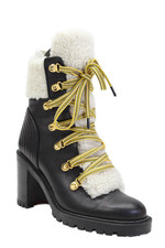 Botas de tornozelo Christian Louboutin femininas de couro com cadarço preto dourado tamanho 36 6 comprar usado  Enviando para Brazil