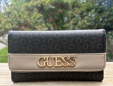 Carteira Guess feminina três dobras excelente marrom e bege logotipo grande comprar usado  Enviando para Brazil