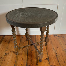 Antiga mesa indiana de metal latão dobrável madeira bandeja dourada circular decorativa comprar usado  Enviando para Brazil