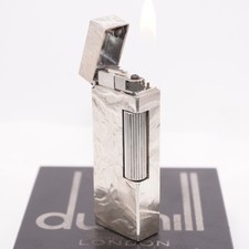 Isqueiro Dunhill placa prata seda padrão moire_limpo ultrassonicamente comprar usado  Enviando para Brazil