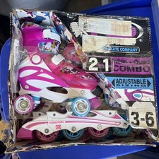 Patins Roller Derby meninas unicórnio tamanho ajustável 3-6 2 em 1 em linha ou quádruplo comprar usado  Enviando para Brazil