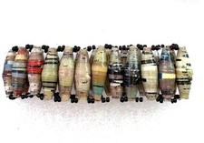 Pulseira elástica de contas de papel reciclado marrom bege mix 1" de largura x 7" plana, usado comprar usado  Enviando para Brazil