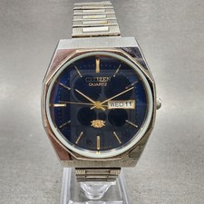 Relógio Citizen masculino 35mm mostrador azul tom prata data do dia redondo 2100-289315 novo bateria, usado comprar usado  Enviando para Brazil