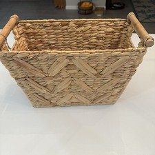 Cesta de revista de vime tecida à mão, natural 12,5 X 15,5 X 7 comprar usado  Enviando para Brazil