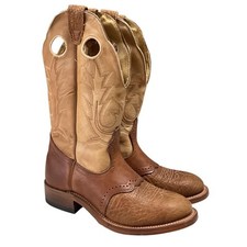 Botas Boulet Western Femininas 7 C Marrom Bronzeado Couro Buckaroo Super Roper Cowgirl, usado comprar usado  Enviando para Brazil