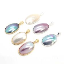 Usado, Pingente de forma oval de concha de pérola natural Mabe aleatório multicolorido joia de concha de mabe comprar usado  Enviando para Brazil