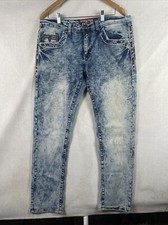 Jeans masculino Demolition tamanho 36 azul claro lavagem algodão reto, usado comprar usado  Enviando para Brazil