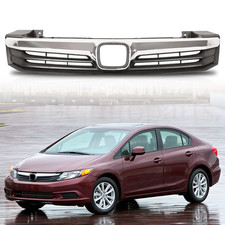 Front Bumper Hood Grille Grill W/Chrome Trim For 2012 Honda Civic 4 Door Sedan, używany na sprzedaż  Wysyłka do Poland