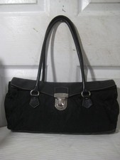 AUTÊNTICA BOLSA DE MÃO VINTAGE PRADA COURO PRETO TESSUTO NYLON TOPO DUPLO comprar usado  Enviando para Brazil