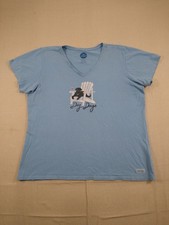 Camiseta Life is Good Feminina XL Azul Dog Days Vinho Decote V Adirondack Cadeira Triturador comprar usado  Enviando para Brazil