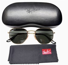 Óculos de sol Ray-Ban hexagonal plano RB 3548-N 001/58 dourado polarizado 51mm com estojo, usado comprar usado  Enviando para Brazil