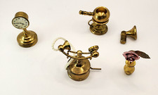 Vintage Casa de Bonecas de Latão Miniaturas Telefone Vaso Queimador Chaleira Relógio Lote de 6 comprar usado  Enviando para Brazil
