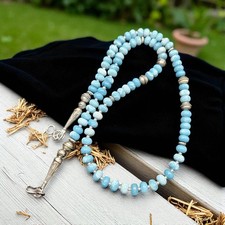 Usado, Colar de contas de banco NAVAJO pérola dominicana Larimar prata vintage 19" comprar usado  Enviando para Brazil