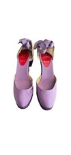 Sandálias anabela espadrille vintage Christian Louboutin lona roxa envoltório no tornozelo 39 comprar usado  Enviando para Brazil