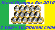 Moeda Brasil 1 Real 2014 2015 2016 Olimpíadas Rio Atletismo Natação Cesta de Golfe Mascote comprar usado  Enviando para Brazil