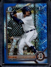 2022 Bowman Roberto Campos Chrome Prospects refrator azul cintilante #/150 Tigres, usado comprar usado  Enviando para Brazil