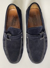 Mocassim Salvatore Ferragamo masculino camurça azul fivela lateral driver., usado comprar usado  Enviando para Brazil