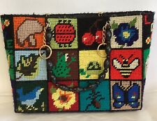 Bolsa tote vintage anos 70 Ecology Needlepoint bolsa colorida patchwork ponto cruz comprar usado  Enviando para Brazil