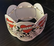 Ed Hardy Love Kills Slowly 6 Pulseira Painel de Metal Etiqueta Original Rara Moda Y2K, usado comprar usado  Enviando para Brazil