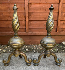 Antique brass andirons for sale  WIMBORNE