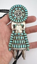 Gravata #2 Larry Moses Begay LMB Navajo prata esterlina turquesa Kachina Bolo 5,25" comprar usado  Enviando para Brazil