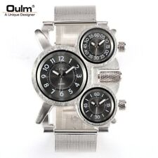 Relógio de quartzo masculino esportivo estilo militar aço inoxidável três fusos horários sem reserva OULM, usado comprar usado  Enviando para Brazil