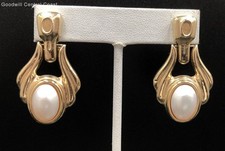 Brincos de gota de pérola Mabe de ouro 14K testados e marcados 13,89K comprar usado  Enviando para Brazil